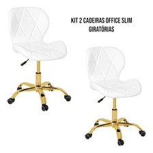 Kit 2 Cadeiras Office Eiffel Slim Giratória - Dourada