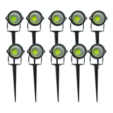 Kit 10 Luminaria Espeto Jardim Lâmpada Led 5w Verde Promoção