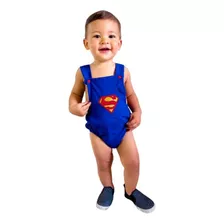 Fantasia Menino Bebê Superman Romper Temático Mesversário