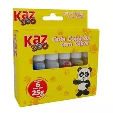 15 Caixas De Cola Glitter Com 6 Cores Kazzoo 25gs