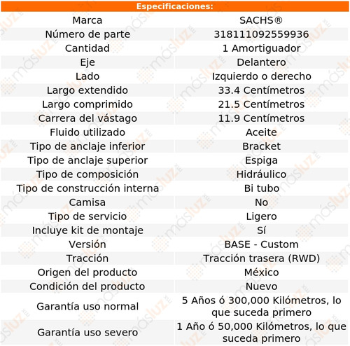 (1) Amortiguador Hid Del Izq/der Skylark V8 7.5l 70/71 Sachs Foto 2