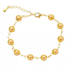 Pulseira Feminina Bola Grande Dourada Banhado A Ouro 18k