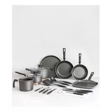 Bateria De Cocina Tramontina 40 Piezas Antiadherente Color Negro