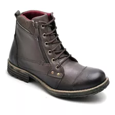 Bota Masculina Coturno Couro Legítimo Adventure Marrom Hype