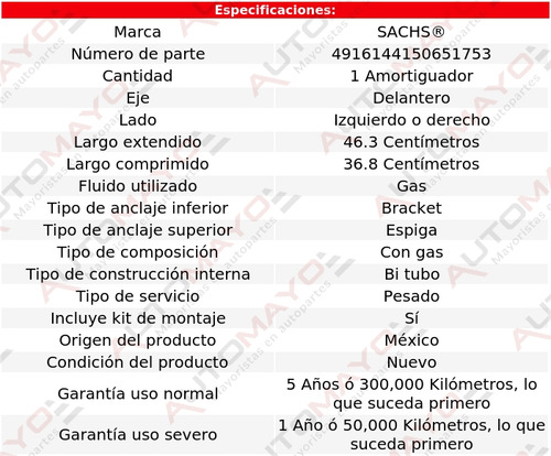 1 - Amortiguador Gas Del Izq/der Sachs Sierra 1500 Gmc 14-18 Foto 2