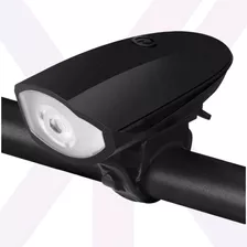 Farol Para Bicicleta Led Com Buzina Bike Recarregavel Usb Cor Preto