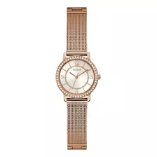 Reloj Para Mujer Guess Flash Correa Oro Rosa Bisel Oro Rosa Fondo Beige