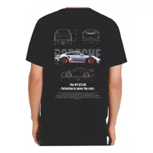 Playera Negra Manga Corta, Con Estampado Porsche En Dtf 