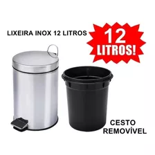 Lixeira Inox 12 Litros Grande Com Balde Removível