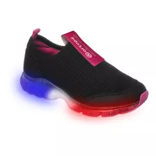 Tênis Led Infantil Feminino Ortopé Power Light Preto E Pink