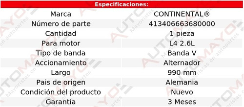 Banda Acc 990 Mm Alternador Mini Ram L4 2.6l Dodge 85-87 Foto 4