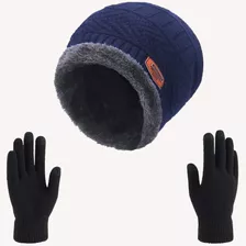 Gorro Touca Inverno Lã Masculino Forrada+ Luva Quentinha Kit