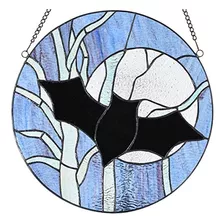 Bieye W10061 Bat Moon And Tree Panel De Vitral Estilo Tiffan