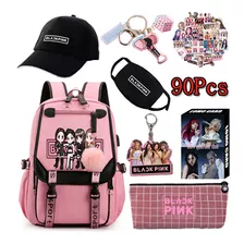 90pcs Coreano Casual Blackpink Mochila+conjunto De Máscara D