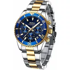 Reloj De Caballero Relojes Para Hombre, Cronógrafo, Dorado,