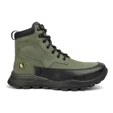 Bota Coturno Adventure Masculino Couro Treking Jump Verde