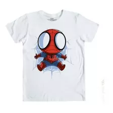 Playera Spiderman Chibi Bebe Marvel Hombre Araña Blanca
