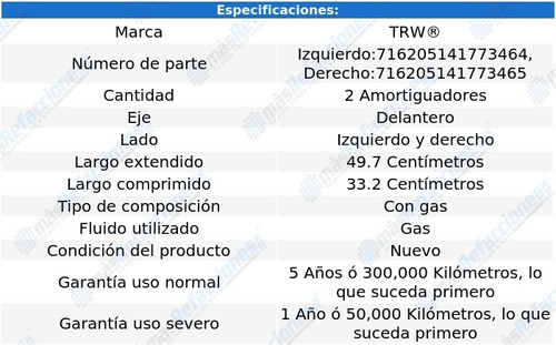 Par Amortiguadores Gas Delanteros Chevrolet Tornado 04-10 Foto 2