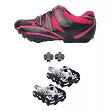 Combo Zapatilla Ciclismo Mtb Mujer + Pedales Zeray Mixtos