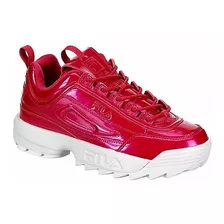 Tenis Casuales Mujer Fila Disruptor 2 Cuero Rojo Plataforma 