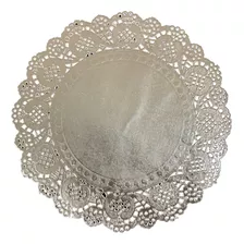 20 Toalha Rendada Papel Doilies Prata Convite 25,5 Cm 1x20