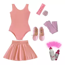 Kit Roupa De Ballet Infantil 6 Itens Uniforme Bale Rosa 