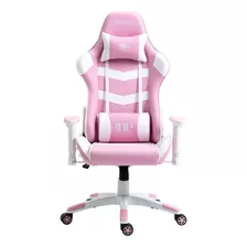 Cadeira Ergonômica Gamer Draxen Branca E Rosa Couro Sintétic