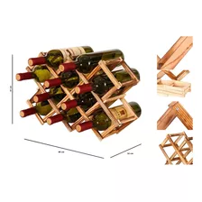 Soporte Porta Botellas De Vino Plegable- Madera- 10 Botellas