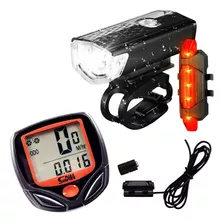 Kit Farol Bike Iluminação Para Bike + Velocímetro Com Fio