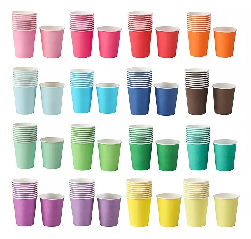 10 Vasos Desechables De Colores Fiesta Cotillón