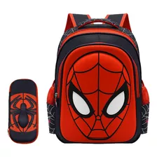 Mochila Preescolar Spider Man 3d Dibujos Animados+estuchera