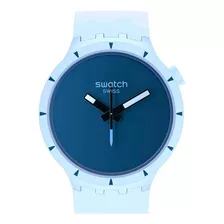 Reloj Swatch Big Bold Bioceramic Arctic De Silicona Ss Color De La Malla Celeste Color Del Bisel Celeste Color Del Fondo Azul Marino