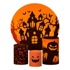 Trio Capas Cilindro Halloween P M G + Painel Sublimado 1,50