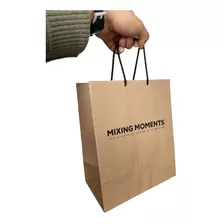 Bolsa Papel Kraft Asa Jareta 12x21+25 Impresas Envío 100 Pz