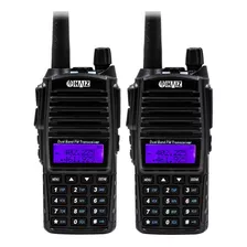 Kit 2 Rádio Comunicador 5w Haiz Vhf /uhf/ Fm Dual Band Uv-82 Cor Preto