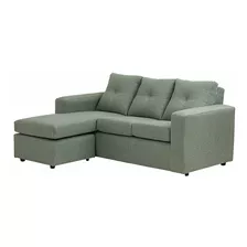 Sofá Modular Muebles América Emilia Seccional Color Verde Agua De Lino Y Patas De Plástico