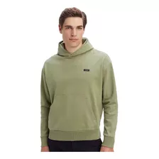 Moletom Calvin Klein Canguru Hoodie Ck Tag Verde Oliva