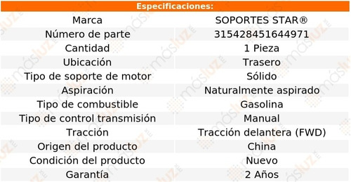 1) Soporte Motor Tras Toyota Corolla 1.8l 4 Cil Std 05/08 Foto 2