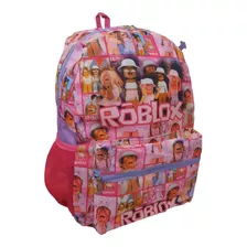 Mochila Roblox Feminina Bolsa Escolar Infantil Costas Rosa