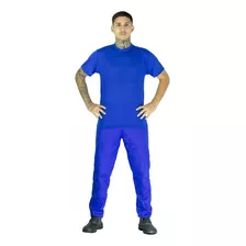 Conjunto Calça Brim Camiseta Malha M/c Uniforme Trabalho