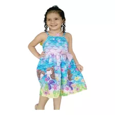 Vestido Infantil Temático Meninas Pele De Sereia + Brinde