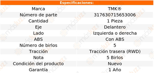 1- Maza Delantera Izq/der Con Abs Bmw 530i L6 3.0l 05/10 Tmk Foto 2