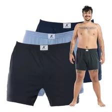 Kit 3 Cuecas Masculinas Samba-canção Plus Size 100% Algodão