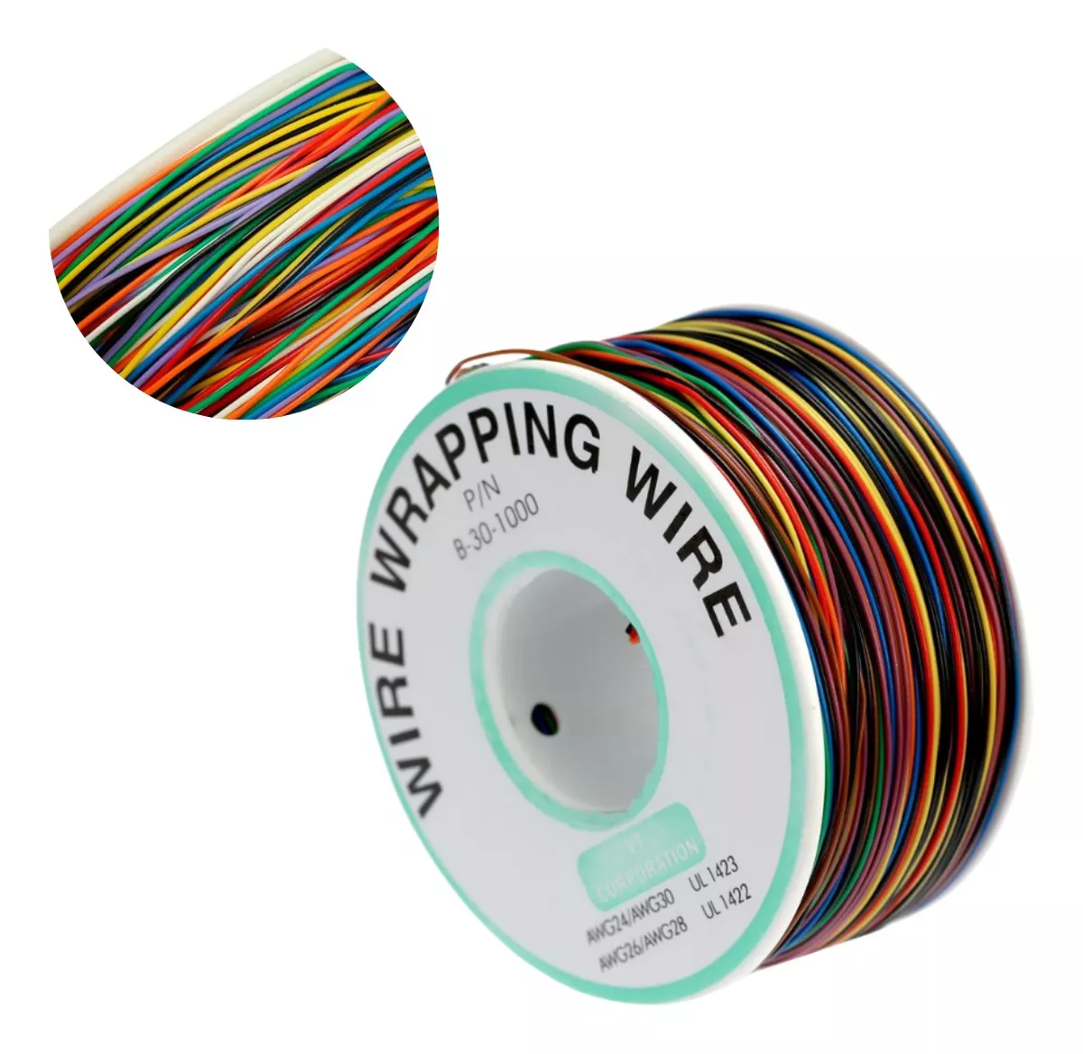 Rolo 200 Metros Fio Wrapping Wire Wrapp 30 Awg Com 8 Cores
