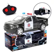 Carrinho Controle Remoto Caminhonete Policia Forte Com Luzes