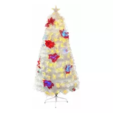 Árbol De Navidad Fibra Óptica Flores Led Incorporadas 180cm