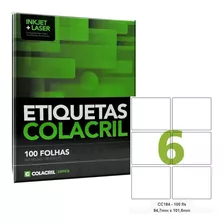 Etiqueta Impressora Carta 84,7x101,6mm 100 Fl Cc184 Colacril Cor Branco