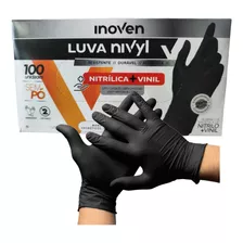 Luva Nitrílica Descartável P M G Preta Manicure - 100 Peças Tamanho Tamanho M