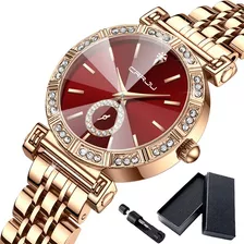 Reloj Elegante De Oro Rosa Para Mujer De Alta Calidad