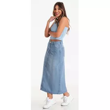 Pollera De Jeans Con Tajo Trasero 